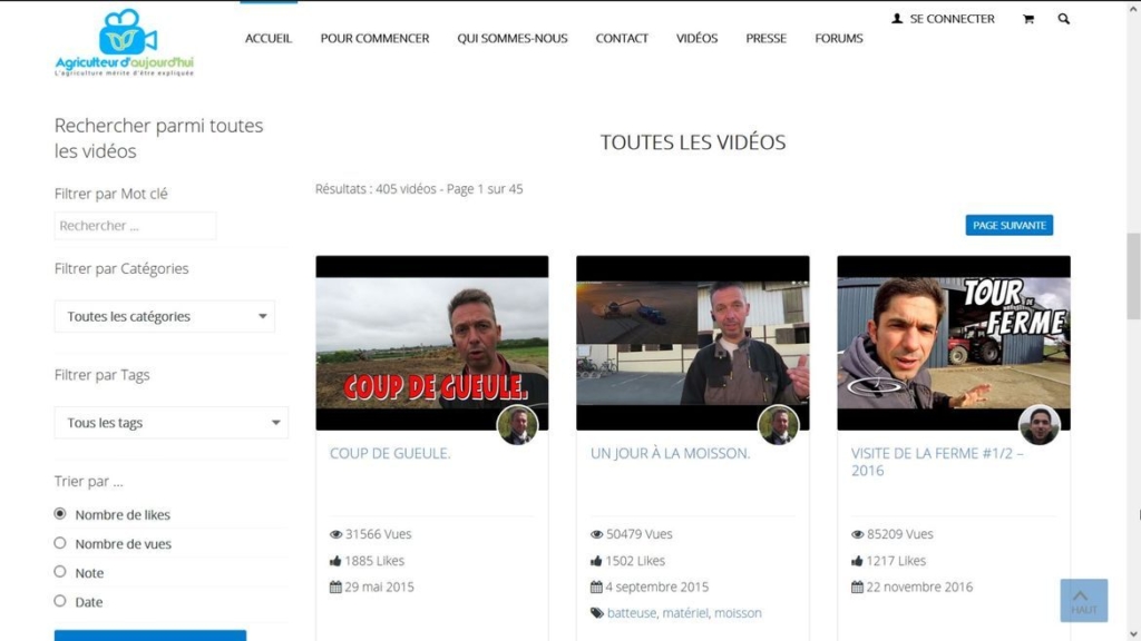 Galerie triable et filtrable